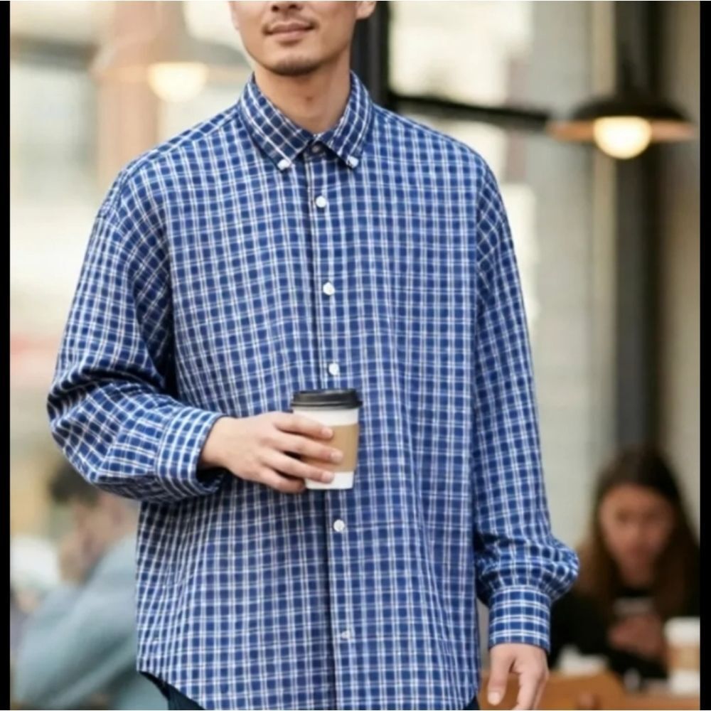 Tex Blue and Purple Plaid Button Down Shirt